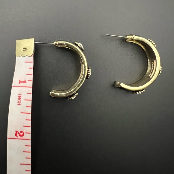 Signed FORNASH Vintage Enamel Black & White Earrings - Picture 3 of 4